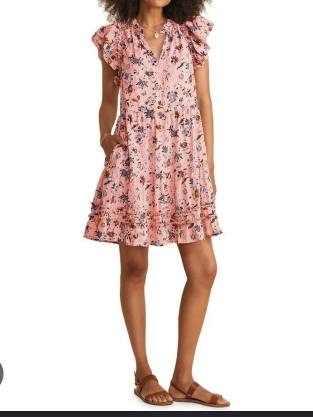 Vineyard Vines Pink Floral Tiered Mini Dress